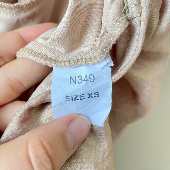 NOUVELLE AMSALE Liane Bridesmaid Dress Maxi Prom N349 Liquid Metal Rose Gold XS - Picture 13 of 13